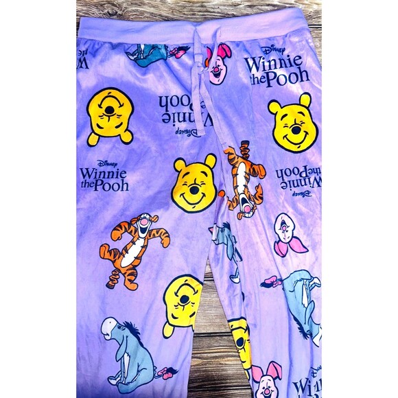 Disney Winnie the Pooh Sleep Pants XL Super Soft Purple Eyeore Piglet Lounge PJ - Picture 4 of 4